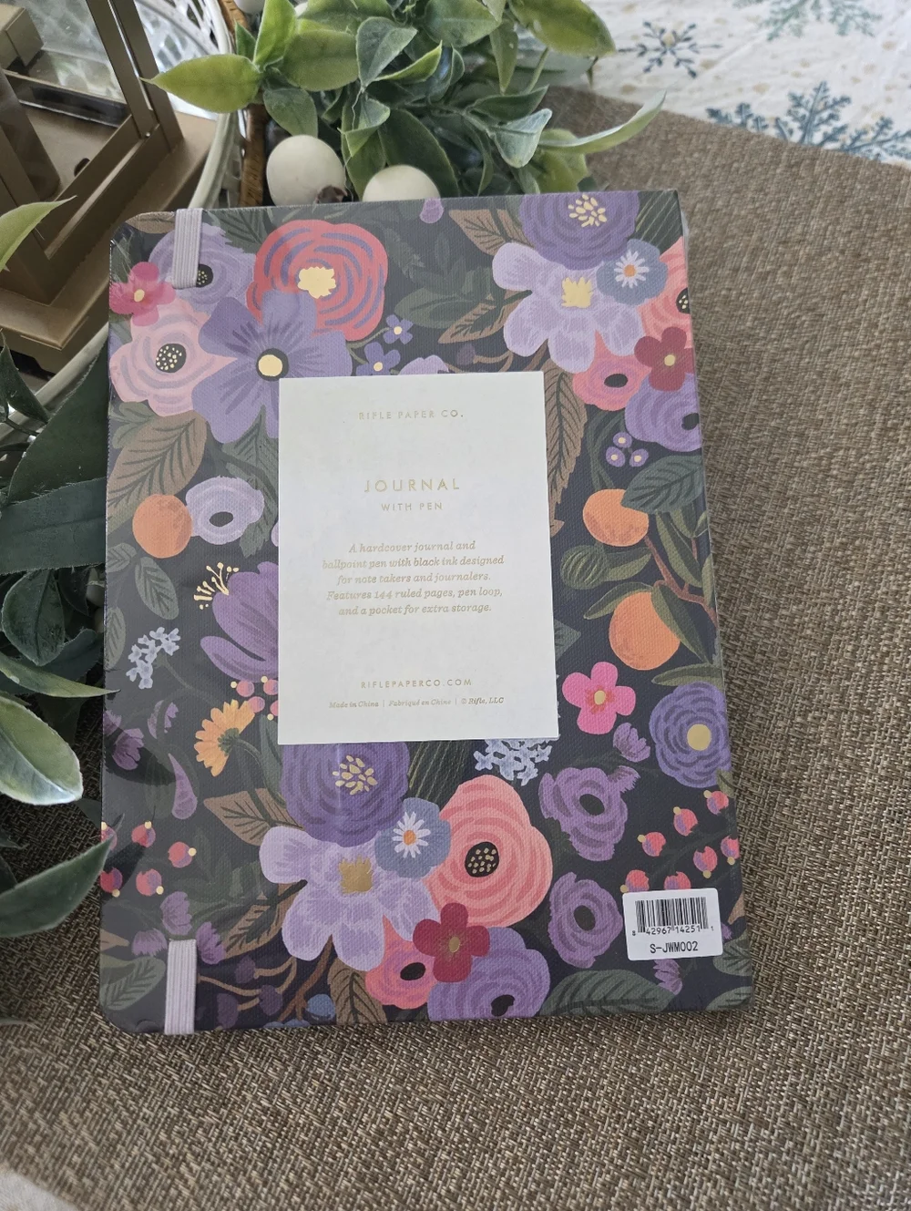 Floral Hardcover Journal Notebook - Purple Floral With Pen
